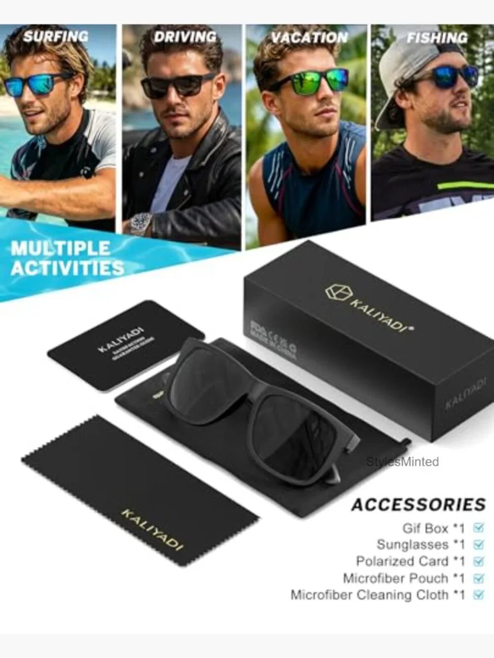 Men's Polarized Sunglasses Rectangular UV400 Protection Driving Fishing Golf